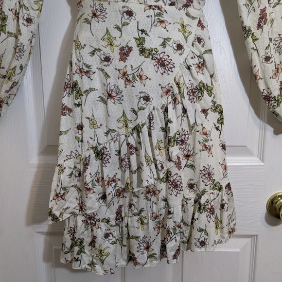 Taylor & Sage Floral Wrap Long Sleeve Ruffled Tier Hem Dress - size XS NWT - Picture 6 of 14